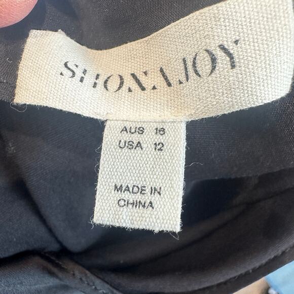 Shona Joy Black Satin Gown Size 12 Asymmetrical Backless Formal Maxi Dress $360 - Picture 9 of 10